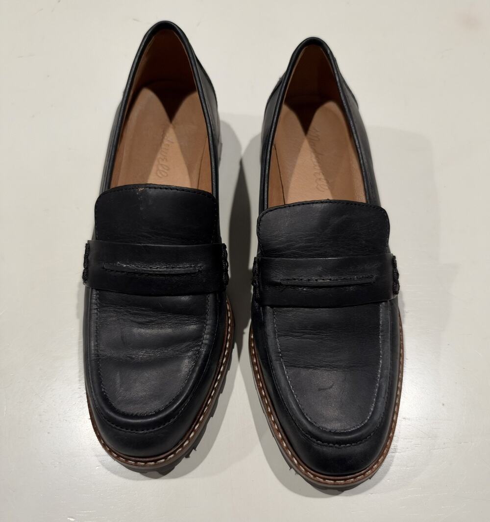 Madewell The Corinne Lugsole Loafers Black Leather Chunky Platform 8